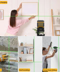 Green Cross Line Laser Level With Tripod Self Leveling For Indoor Outdoor Use 82 Ft Range Picture Hanging Tile Wall Renovation Tool