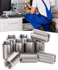 Thread repair inserts, 10-pack, stainless steel sleeves for threaded repair (front view)
