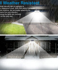 Solar Outdoor Lights With Motion Sensor Flooding Driveway and Garage in Rain, IP65 Waterproof, 270 Degree Coverage