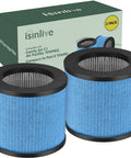 2 Pack TPAP002 Filter Replacement 3 In 1 Upgraded For Air Purifier Comfy Air C1 Compatible With TPFF002, two blue cylindrical filters