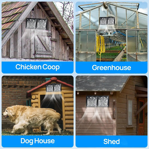 Solar Powered Exhaust Fan For Chicken Coops Greenhouses Sheds Pet Houses And Windows Waterproof No Fuss Easy Plug And Play Installation Built For Small Spaces Up To 880 Ft3 (25 M3)