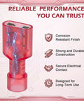 200 Pcs Red Nylon Female Spade Connectors For Quick Electrical Disconnects With Tinned Brass Core And Self-Stripping Crimp Insulated Terminals Totally Made To Fit 22 To 16 Awg Wiring Runs Securely, red insulated connector