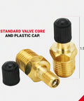 1/4-Inch MNPT Male Tank Valve With Protective Caps Pack Of 2, brass valves with black caps and 1.5-inch length size marking.
