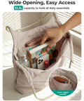 Waterproof Beach Tote Bag For Women With Zipper showing spacious interior with essentials inside, lightweight and sandproof.