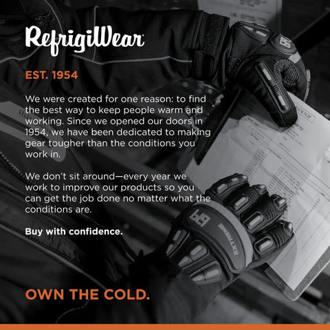 Person wearing Unisex Extreme Cold Weather Work Gloves With Insulation For Minus 30 Degrees Fahrenheit, reading clipboard