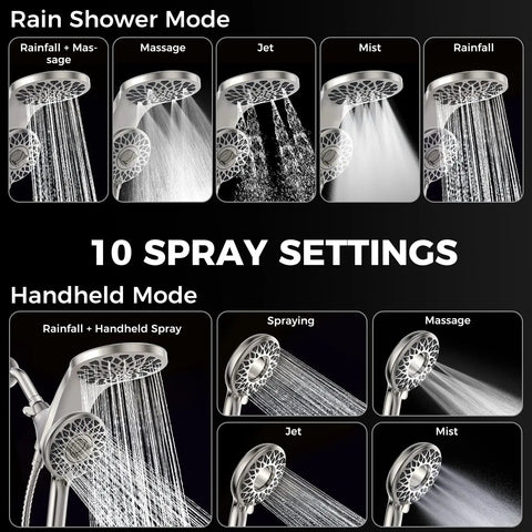 Premium High Pressure Rain Shower Head With Handheld Spray Combo Boasting Patented Magnetic Dock For Full Body Rainfall And Super Smooth No Sweat Relaxation Vibes Chrome Finish