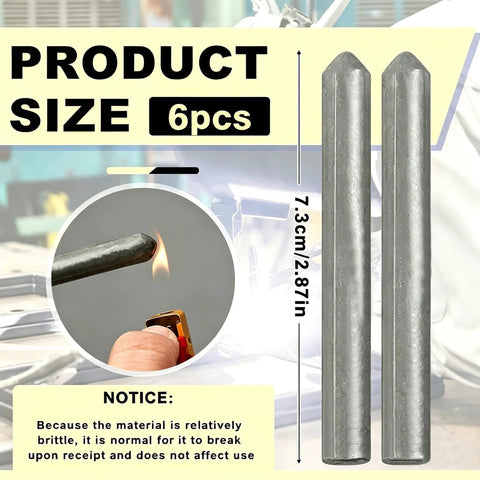 Low Temp Welding Rods Kit For DIY Fixes Flux Core Aluminum Brazing Rods That Melt Easy With A Lighter, No Fancy Gear Needed, Multipurpose Welding Sticks For Stainless Steel, Iron, Aluminum, Copper, And Metal Repair, 6 Pcs