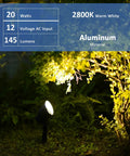 Low Voltage Landscape Spotlight Kit With 20W Halogen Bulbs 12V AC illuminating garden with warm white light
