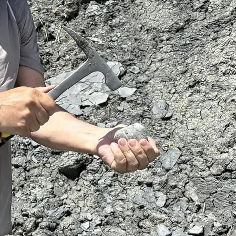 Using 32oz Rock Pick Hammer With 12 Inch Carbon Steel Chipping Hammer Skid Handle Polished Tip Geologist Hammer For Mining Prospecting And Camping Beefy Strength Rust Resistant Anti Slip Grip Tool For Demanding Jobs on rocky surface