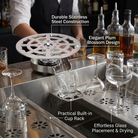 Automatic Glass Rinser And Cup Washer For Sink With 360 Degree Rotation Stainless Steel G One Half Attachment in use at bar