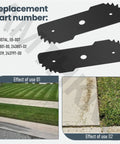 Two Pack Heavy Duty Edger Blade Seven And Three Quarters Inch By Two And Three Quarters Inch.090 Thick For Black And Decker LE750 EH1000 Type Five And Type Six Lawn Edger Replacement EB-007AL EB-007 displayed with use effects on grass edges. Part numbers included for Craftsman compatibility.