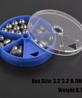 Egg Sinker Weights Set Thirty Pcs Fishing Sinkers Assortment With Tackle Box visible, oval sinkers in blue container.