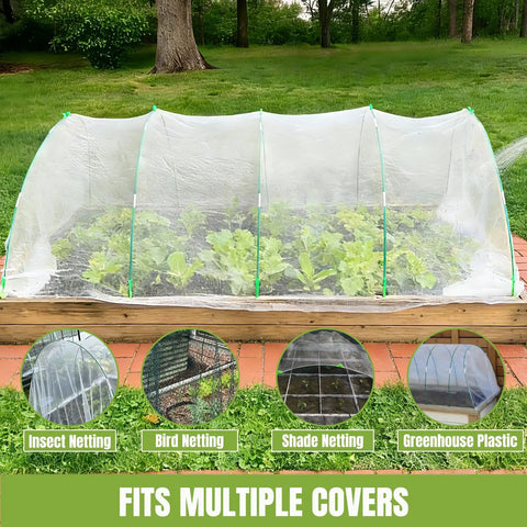 72 Piece Garden Hoops Easy Install Plastic Coated Fiberglass Garden Supports For Greenhouses And Raised Beds DIY Plant Stakes For Netting And Row Covers Rust Free Frames