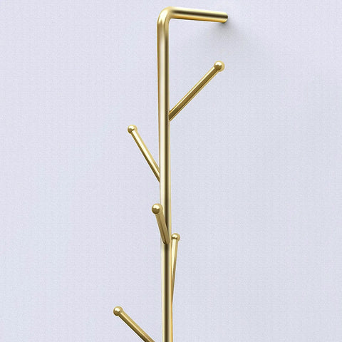 Sleek Modern Wall Mount Coat Rack Heavy Duty Entryway Storage Hook Space Saving Hallway Organizer Durable Metal Bedroom Hanger, gold finish.