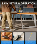 Person operating 180W Automatic Wire Stripper Machine with foot pedal and sharpening rod, showing easy setup and operation.