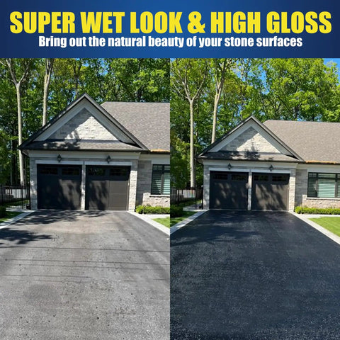 Super Wet Look Stone Sealer Slips On Smooth For That Showroom Gloss On Driveways Patios And Concrete on sealed versus unsealed driveway.