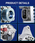 Close-up views of Alternator Replacement For F Series Trucks And E Series Vans 1997 To 2002, highlighting components.