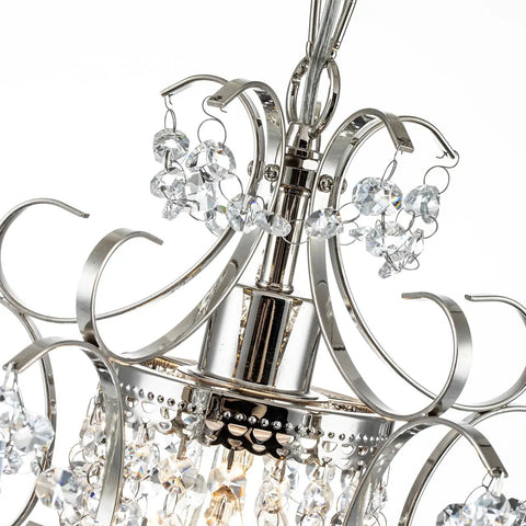 Close-up of a Small Crystal Chandelier Pendant Light Fixture With Elegant Sparkle One Light Adjustable Hanging Fixture