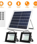Remote Control Solar Flood Lights Outdoor Led Flood Lights With 800LM Output Dual 112LED Array 6500K White Light IP65 Waterproof