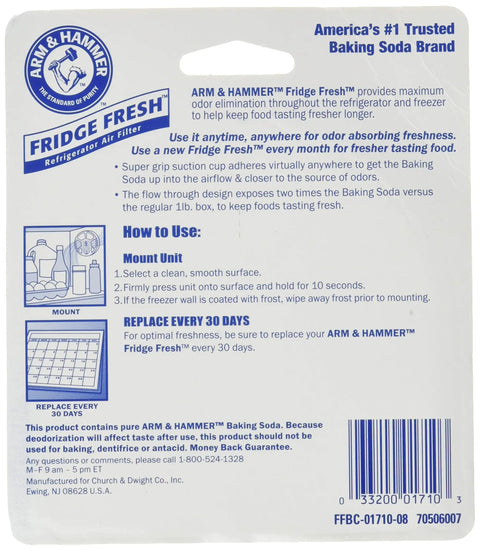 Packaging of Fridge Fresh Refrigerator Odor Absorber 2 Pack White Keeps Your Fridge Smelling Clean And Fresh Between Groceries While Absorbing Odors With Baking Soda Based Formula