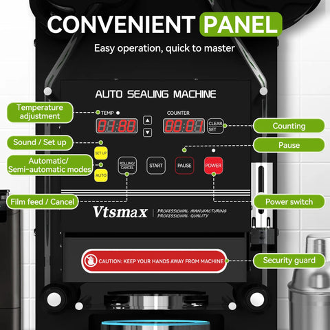 Control panel of No Fuss High Output Automatic Cup Sealer Machine 90 To 95 Mm, 500 To 700 Cups Per Hour, Electric Sealer With Counting LCD
