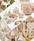 LotFancy basswood sheets, 12x12x1/16 in, 12-pack craft wood sheets for DIY projects; collage of wooden models.