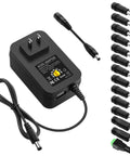 All-In-One 30W Universal Power Adapter With Adjustable DC Output 3V To 12V, 2.5A Max, 14 Tips, 5V 2.1A USB Port shown