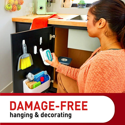 Medium Wire Hooks Value Pack With 7 Hooks And 12 Strips Damage Free Organization No Tools Needed Holds Up To 3 Lbs Per Hook Ideal For Walls Cabinets Doors White