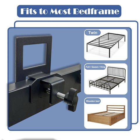 Hella Secure Anti Slip Mattress Grippers clamp attached to bed frame, fits twin, full, queen, king metal frames.