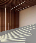 9-Lights LED Recessed Lighting Wall Panel Lights on wood slat wall, featuring sleek design and various lengths, Under Cabinet Light.