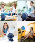 Clip On Fan With 12000mAh Battery All Day Portable Desk Fan USB Rechargeable with family, treadmill, kitchen, and tent scenes