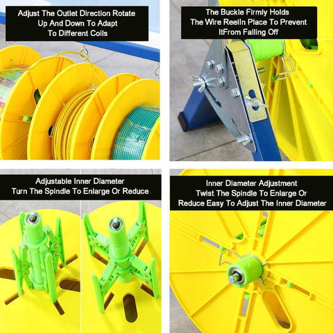 Portable Wire Spool Rack Dispenser for Heavy Duty Electrical Industrial and Retail Use Keeps Multiple Spools Organized