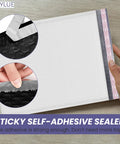10x13 Inch Poly Bubble Mailers With Self Seal Padded Envelopes For Thick Books, Air Cushioned Protection showing adhesive seal