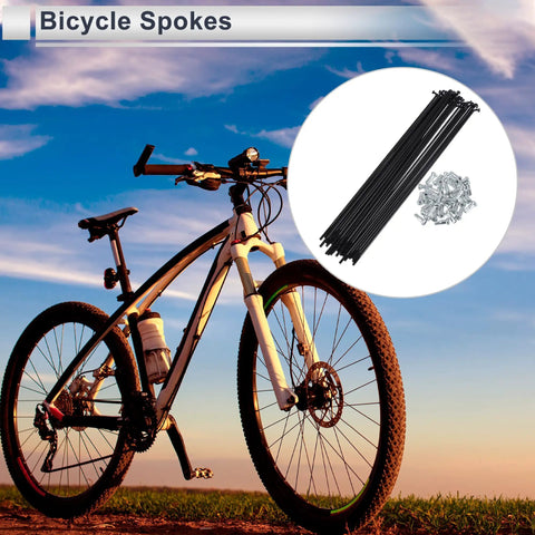 Universal Bicycle Spokes Set 13G 209mm Length With 36 Spokes And 36 Nipples Black Steel Heavy Duty Wheel Spokes Nipple Kit Fits Most Bikes.