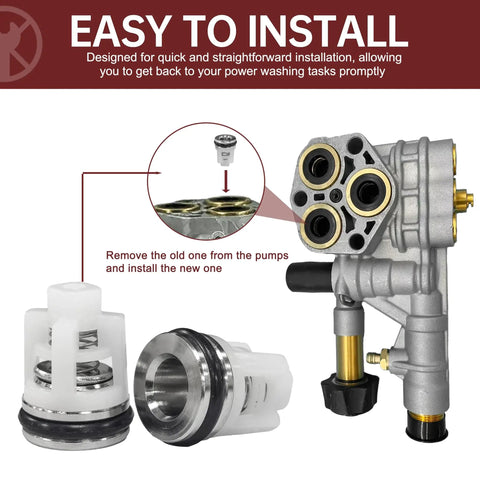 Pressure Washer Pump Rebuild Kit with Six Valves and O Rings for Simpson Cleaning Pumps, pump diagram and valve details