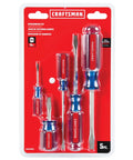 5 Piece Slotted Screwdriver Set With Alloy Steel Blades, Heat Treated For Tough Durability, Satin Nickel Finish, Comfort Grips