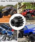 Two black 13-tooth RC pinion gears for hobby RC cars