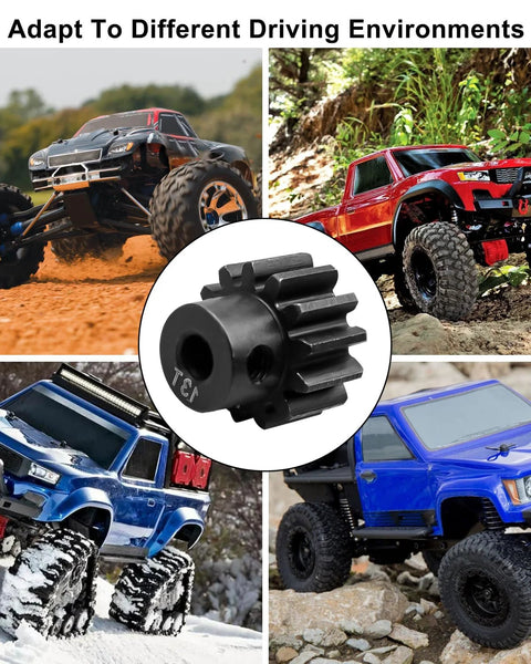 Two black 13-tooth RC pinion gears for hobby RC cars