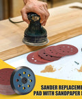 5 Inch 8 Hole Orbital Sander Pad Replacement Kit For DeWalt DW420 DW421 DW422 DW423 DW426 And Makita BO5010 BO5030K BO5031K BO5041 in use