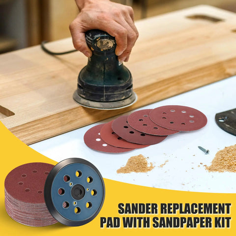 5 Inch 8 Hole Orbital Sander Pad Replacement Kit For DeWalt DW420 DW421 DW422 DW423 DW426 And Makita BO5010 BO5030K BO5031K BO5041 in use