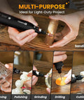 Slick Cordless Rotary Tool With Five Speed Settings And Rechargeable 3.7V Battery Featuring A Universal Chuck And No Fuss 71 Piece Accessory Kit for crafting, sanding wood.