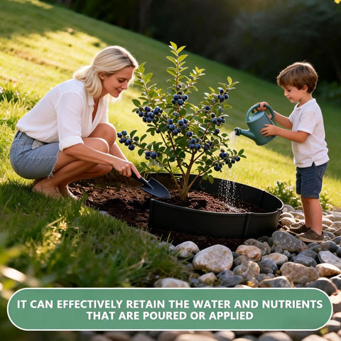 Woman and child using Spliceable Slope Planter Kit With Shovel, 20 Pcs Round Edging Rings For Erosion Control in garden