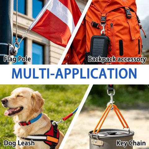3.2 Inch Swivel Snap Hooks 2 Pack Stainless Steel Trigger Clips used on dog leash, flag pole, backpack, and key chain