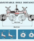 Polished Chrome Clawfoot Tub Faucet Set With Handheld Shower Wall Mount Tub Filler Two Cross Handles 3-9 in Adjustable