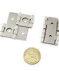 4 Pack White Nickel Screen Hinges For Kitchen Furniture 360 Degree Swivel Double Acting Heavy Duty Iron Folding Hardware With Mounting Screws retro style hinges shown with a coin for size comparison