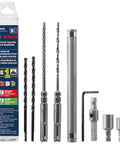 Hefty Sds Plus Concrete Screw Installation 9 Pc Kit Featuring Bulldog Carbide Drill Bits lying on a surface, showcasing bits and driver sockets.