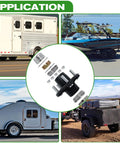 Trailer Hub Kit For 5 On 4.5 Inch Axles, 2000 Pound Capacity displayed with various trailer types in use
