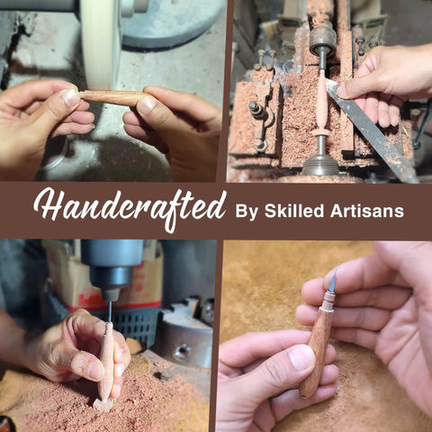 Crafting process of Ergonomic Wooden Needle Threader With Extended Stainless Hook For Medium And Large Needles Handy Threading Tool