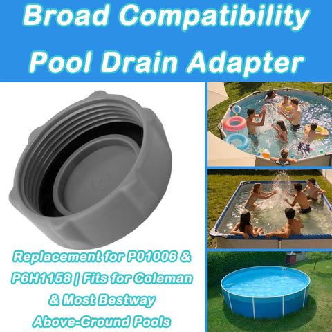 Heavy Duty Drain Valve Cap Replacement For Bestway And Coleman Above Ground Pools 2 Pack Gray P01006 with compatibility info