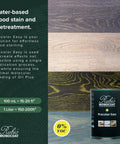 Intense Black Water Based Wood Stain Pre Treatment For Indoor Use Super Quick Dry Eco Friendly Formula can and wood samples